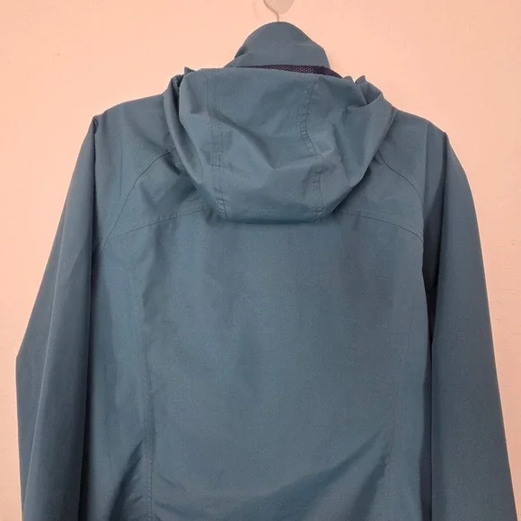 Eddie Bauer WeatherEdge Rain Jacket Womens XL Blue Hooded Full Zip Outdoor Coat - Picture 10 of 12